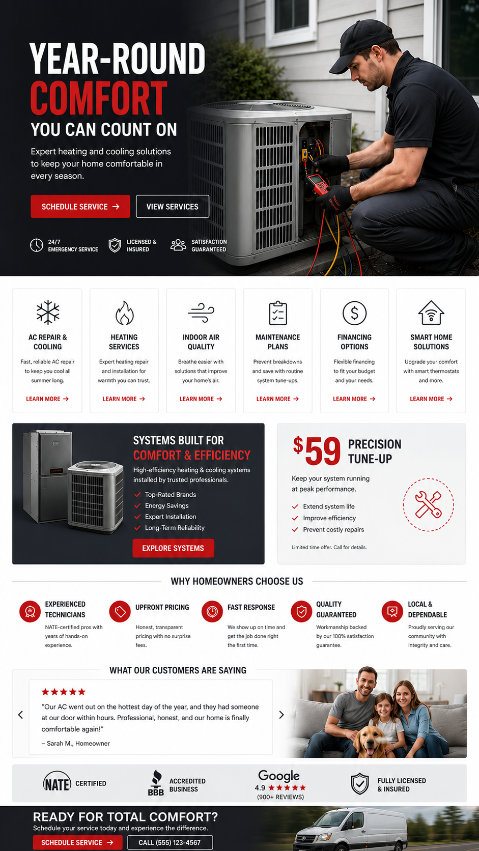 HVAC website mockup